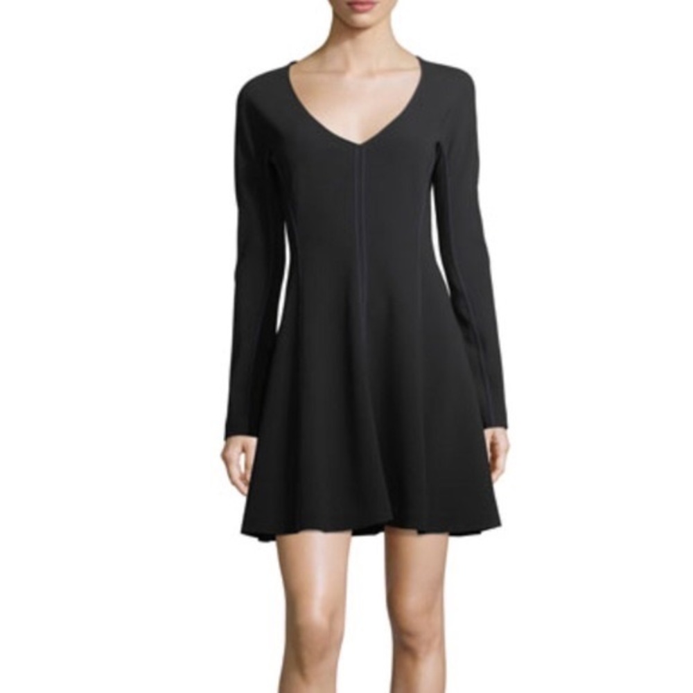 Diane von Furstenberg Long-Sleeve V-Neck Flare Dress